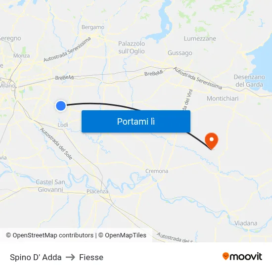 Spino D' Adda to Fiesse map