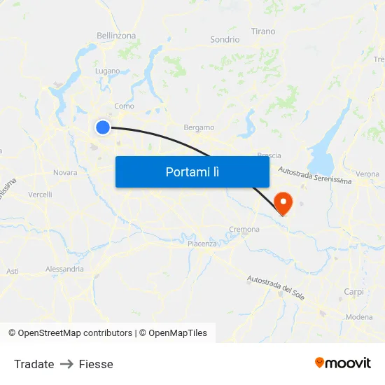 Tradate to Fiesse map