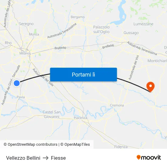 Vellezzo Bellini to Fiesse map