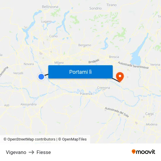Vigevano to Fiesse map