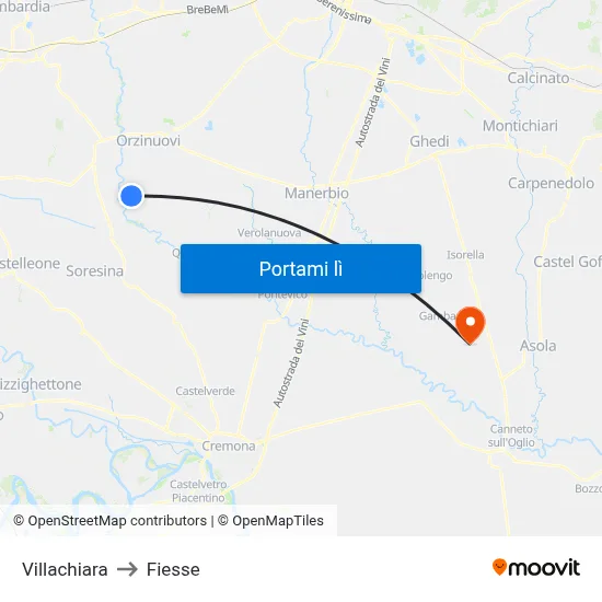 Villachiara to Fiesse map