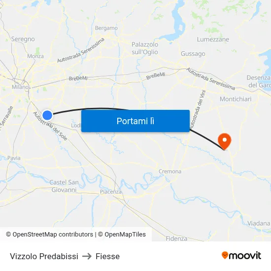 Vizzolo Predabissi to Fiesse map
