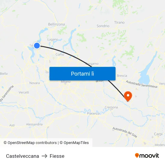 Castelveccana to Fiesse map