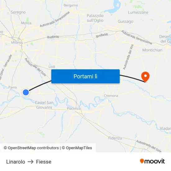 Linarolo to Fiesse map