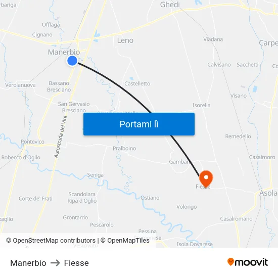 Manerbio to Fiesse map