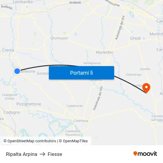 Ripalta Arpina to Fiesse map
