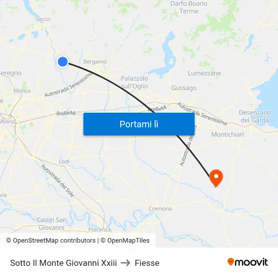 Sotto Il Monte Giovanni Xxiii to Fiesse map