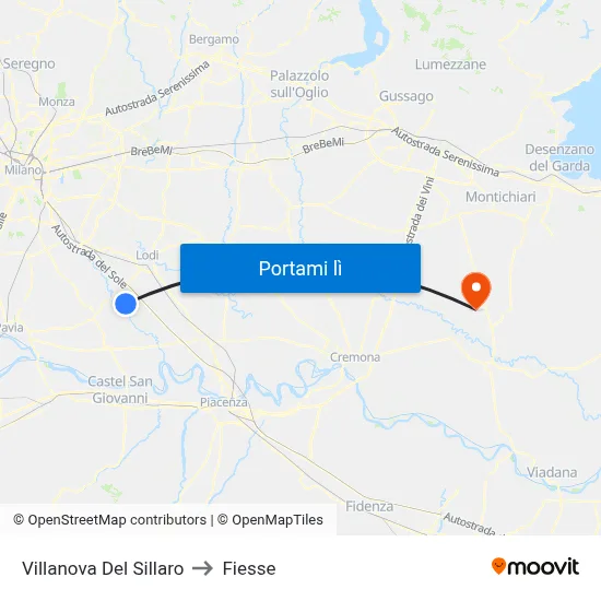 Villanova Del Sillaro to Fiesse map