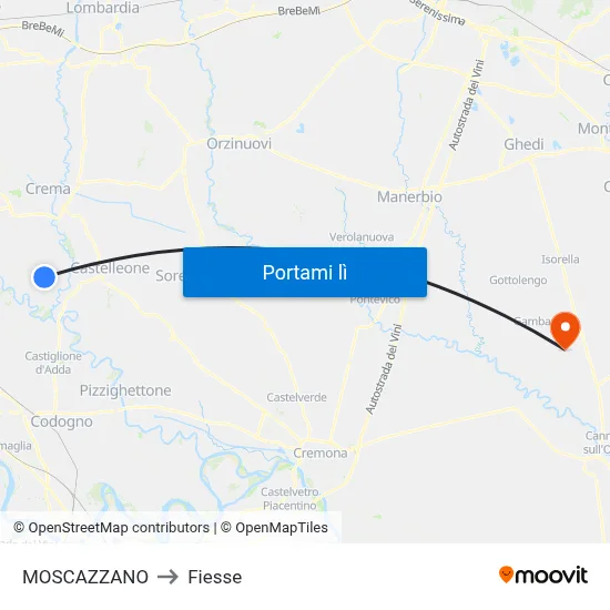 MOSCAZZANO to Fiesse map