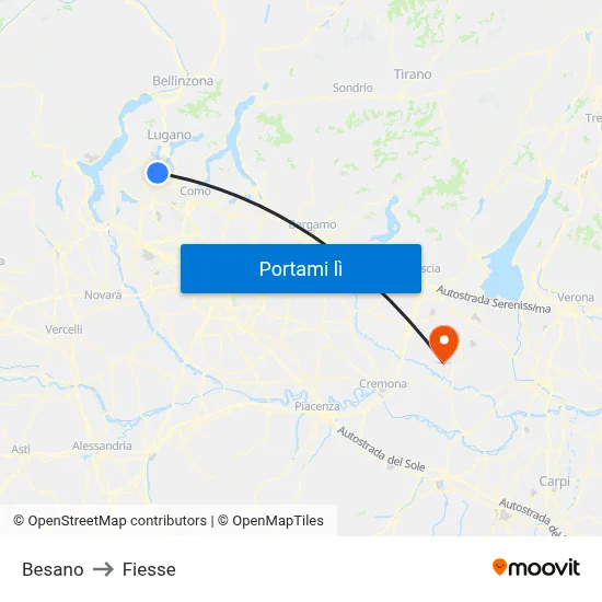 Besano to Fiesse map