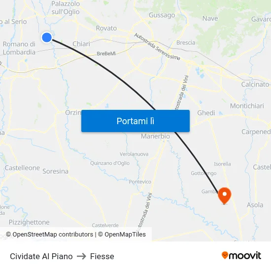 Cividate Al Piano to Fiesse map