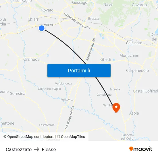 Castrezzato to Fiesse map