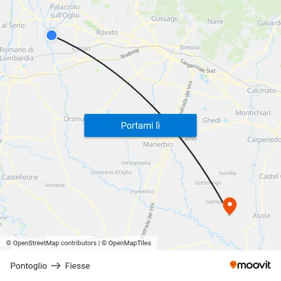 Pontoglio to Fiesse map