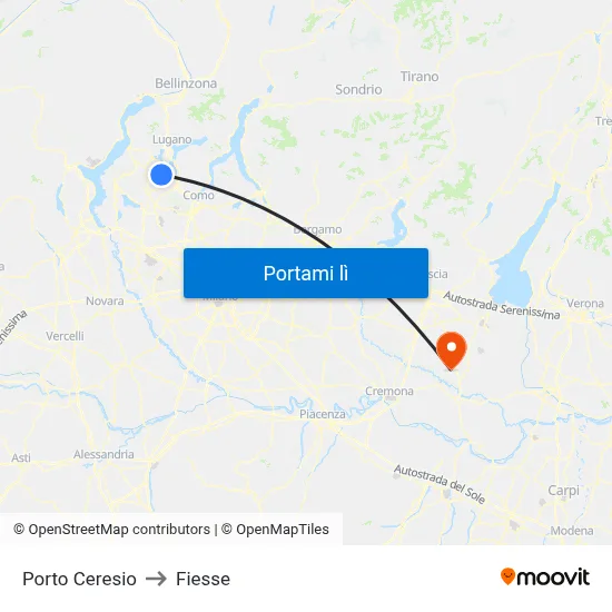 Porto Ceresio to Fiesse map
