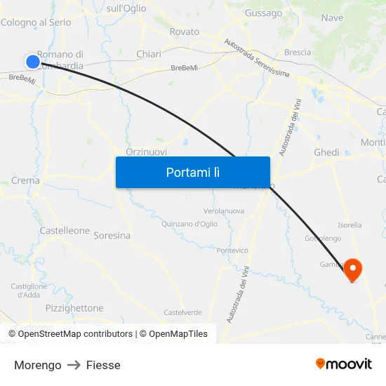 Morengo to Fiesse map