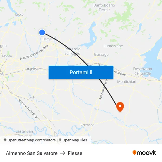 Almenno San Salvatore to Fiesse map