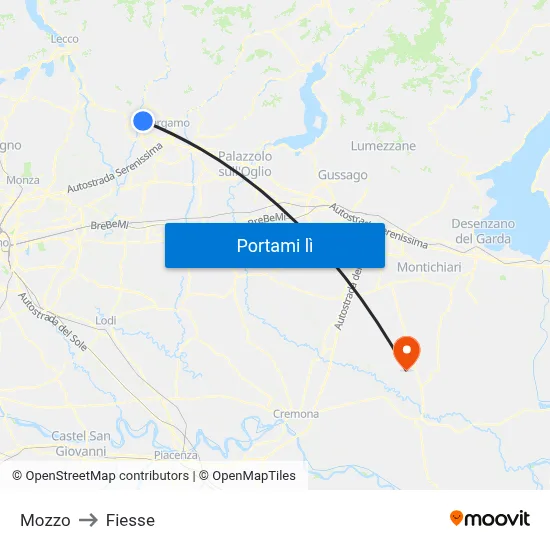 Mozzo to Fiesse map