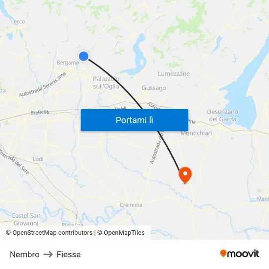Nembro to Fiesse map