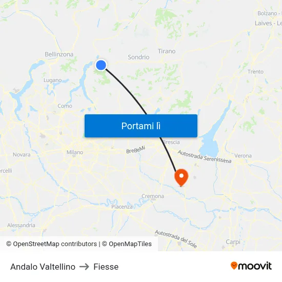 Andalo Valtellino to Fiesse map