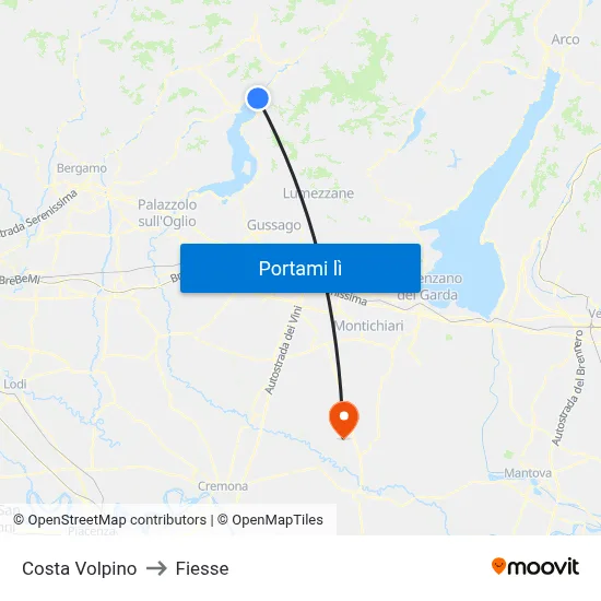 Costa Volpino to Fiesse map