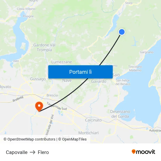 Capovalle to Flero map
