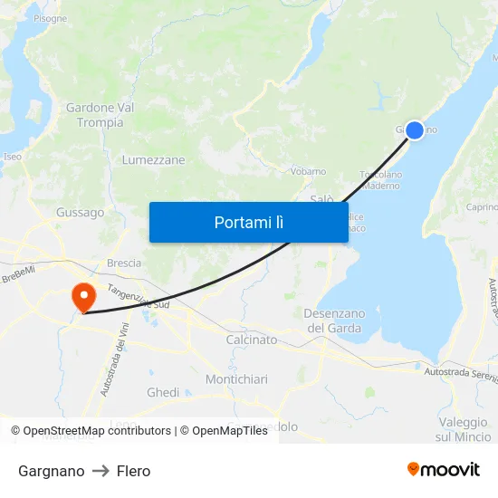 Gargnano to Flero map