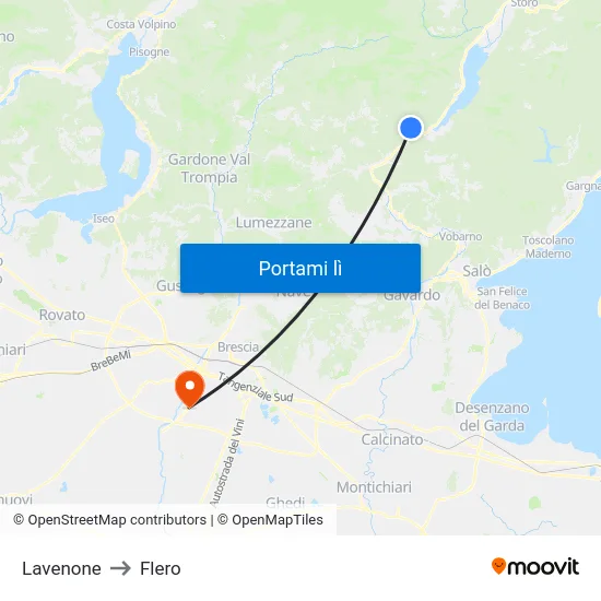 Lavenone to Flero map