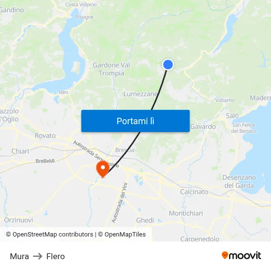Mura to Flero map