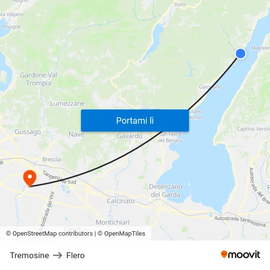 Tremosine to Flero map