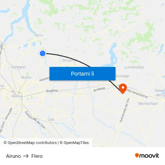 Airuno to Flero map