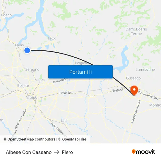 Albese Con Cassano to Flero map