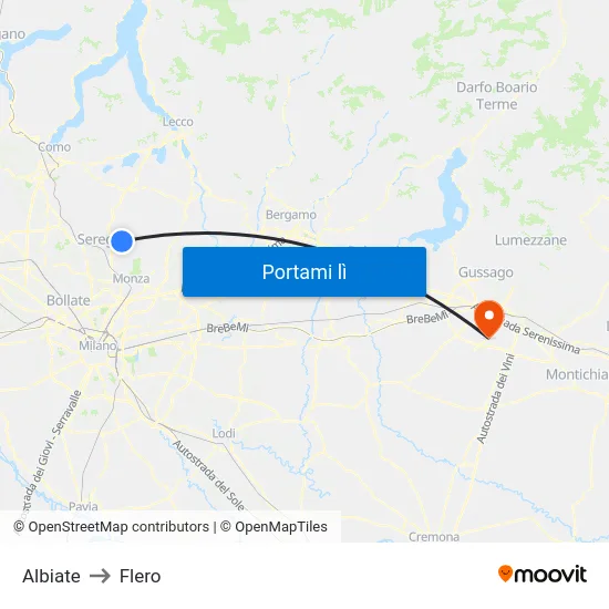 Albiate to Flero map