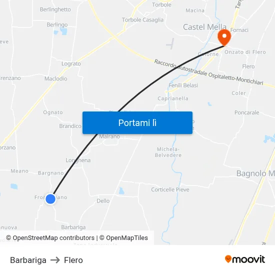 Barbariga to Flero map