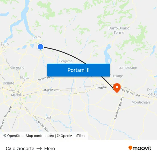 Calolziocorte to Flero map