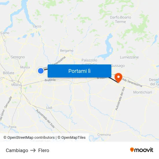 Cambiago to Flero map