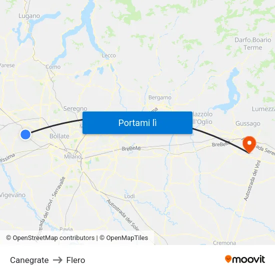 Canegrate to Flero map