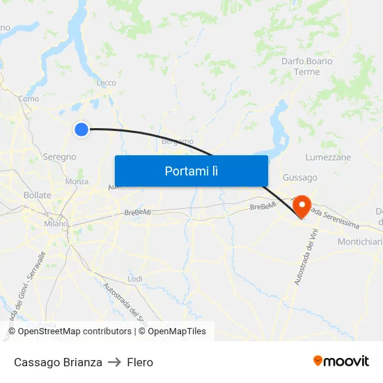 Cassago Brianza to Flero map