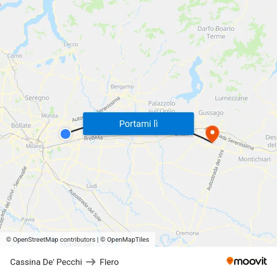 Cassina De' Pecchi to Flero map