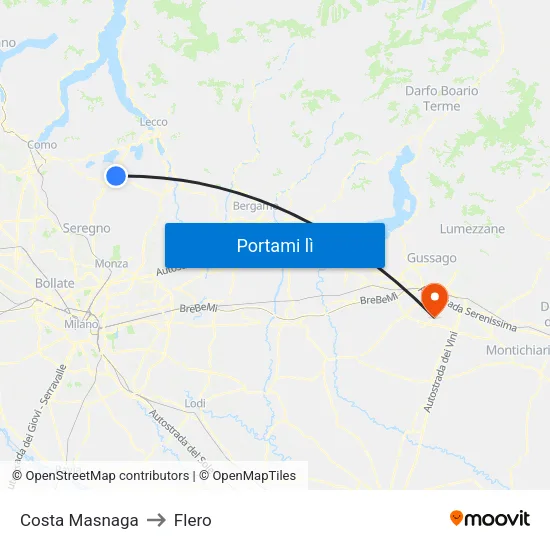 Costa Masnaga to Flero map