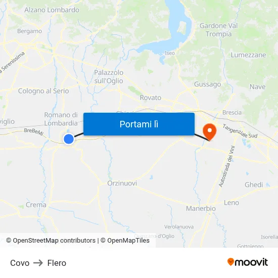 Covo to Flero map