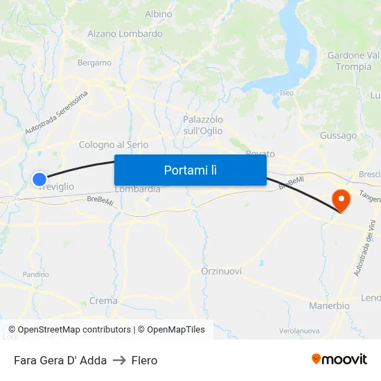 Fara Gera D' Adda to Flero map