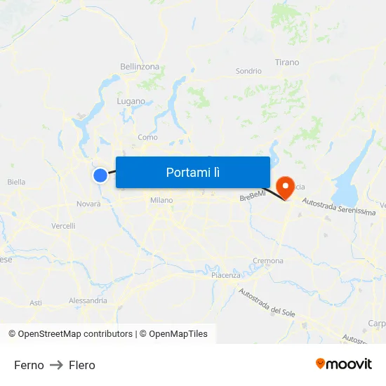 Ferno to Flero map
