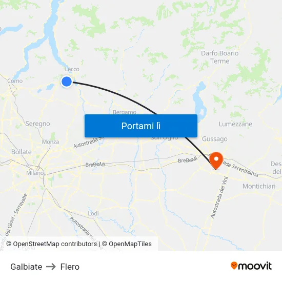 Galbiate to Flero map