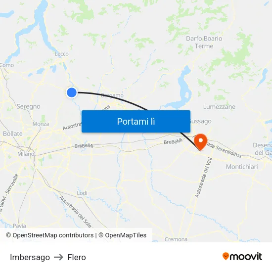 Imbersago to Flero map