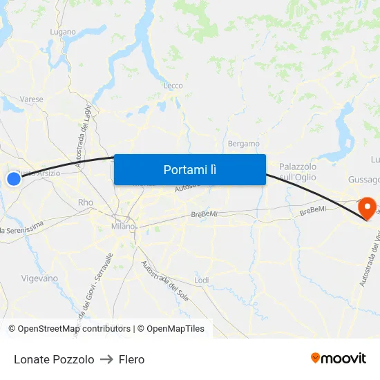 Lonate Pozzolo to Flero map