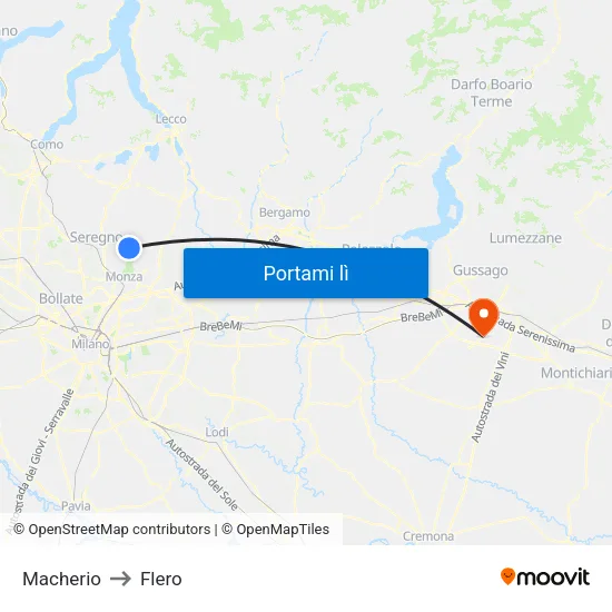 Macherio to Flero map