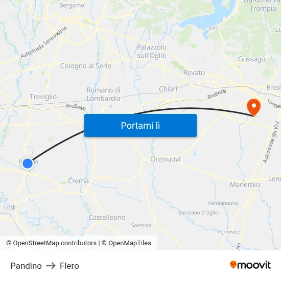 Pandino to Flero map