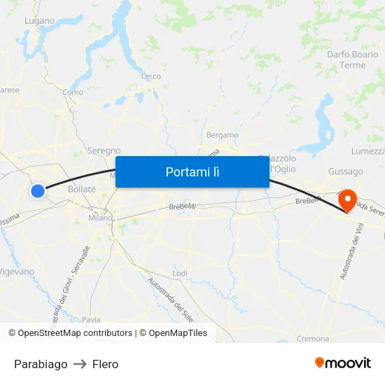 Parabiago to Flero map