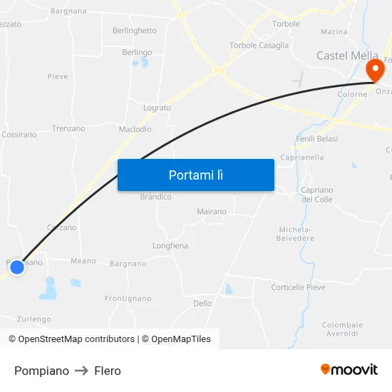 Pompiano to Flero map