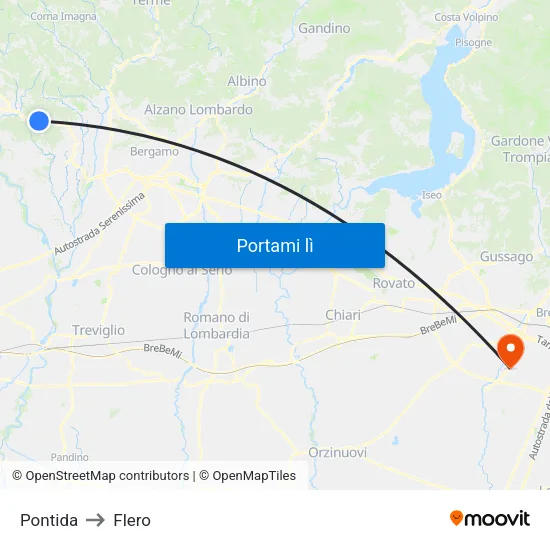 Pontida to Flero map